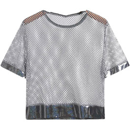 Чоловіча футболка з сіткою та вставками, стильна футболка-кроп топ для вечірок та повсякденного носіння, сірий колір