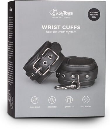 Набор наручників на зап'ястя з шкіри, регульовані, для бондейджу, фетишу, SM, Easytoys