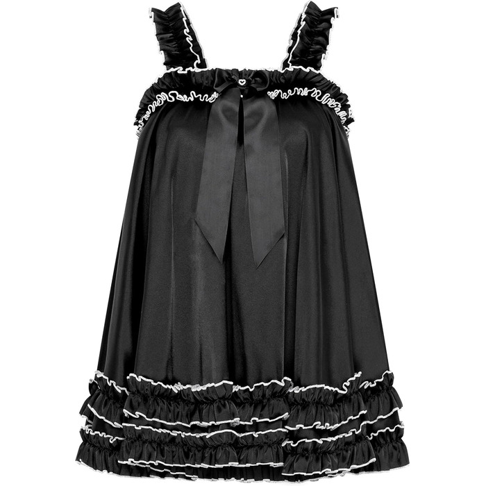 Чорне мереживне боді-сукня Satini Dessous Sissy з рюшами, XXL – для косплею та перевдягання