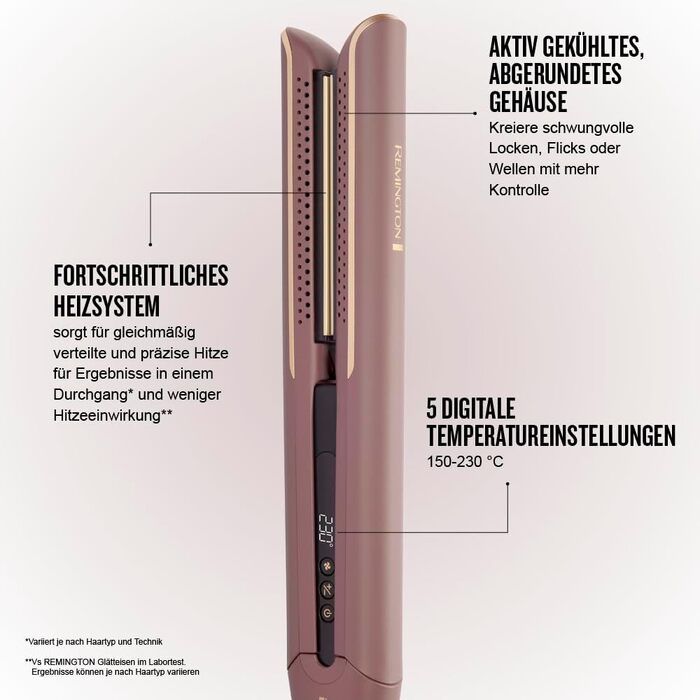 Випрямляч для волосся Remington AIRvive S8930 з іонною повітряною технологією, ультракерамічним покриттям та LCD-дисплеєм (150-230°C)
