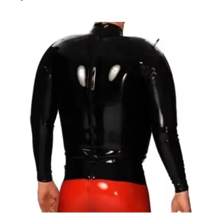 Латексний catsuit GAYLOP чорний, сексуальний, надувний, з довгими рукавами та блискавкою ззаду, розмір L