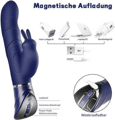 Вібратор для жінок Rabbit, стимулятор клітора та G-точки, з двома моторами, силіконовий дildo, 7 режимів, USB-зарядка, водонепроникний