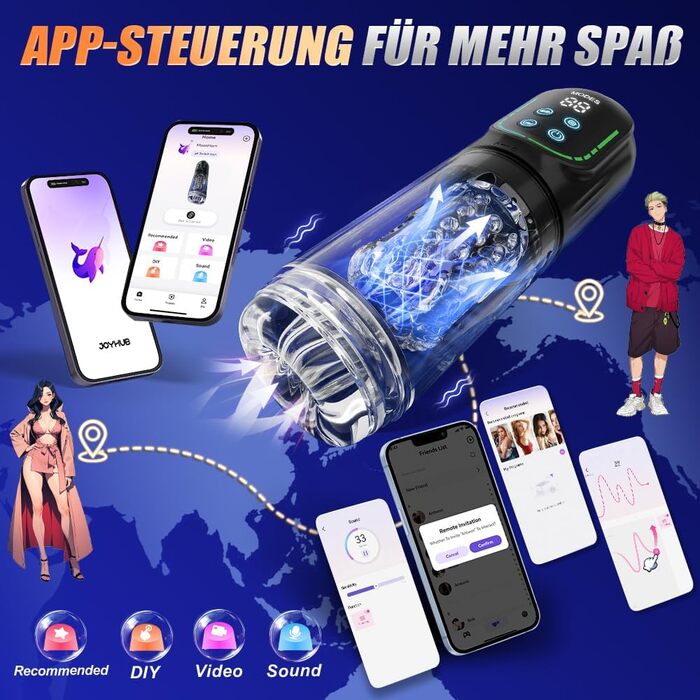 Електричний мастурбатор для чоловіків з телескопічною функцією, ротацією та функцією всмоктування. Реалістична імітація орального сексу, іграшка для чоловіків.