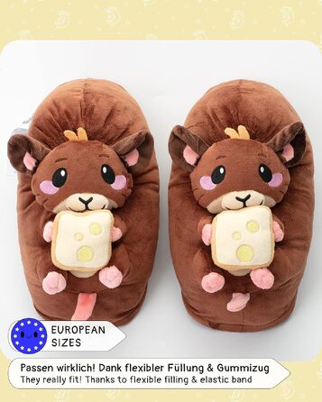 Плюшеві капці для дому corimori Raggy die Maus, гнучка підошва та резинка (розміри: дитячі 25-33.5 та дорослі 34-44)