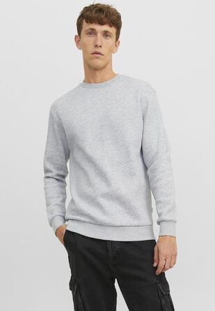 Чоловічий світшот JACK & JONES однотонний, світло-сірий меланж, розмір M