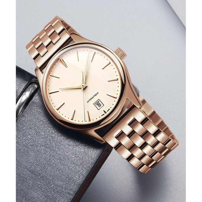 Сталевий ремінець для годинника BINLUN, полірований метал, 19мм, колір Rose Gold — замінний браслет для смарт-годинника (чоловічий/жіночий)