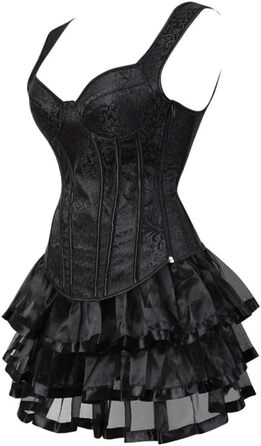 Жіноча спідня білизна: Сетічний корсет-топ та бюстгальтер у стилі стимпанк з шнурівкою та блискавкою, з спідницею, ретро-жилет, готичний корсет Overbust, сукня XXL