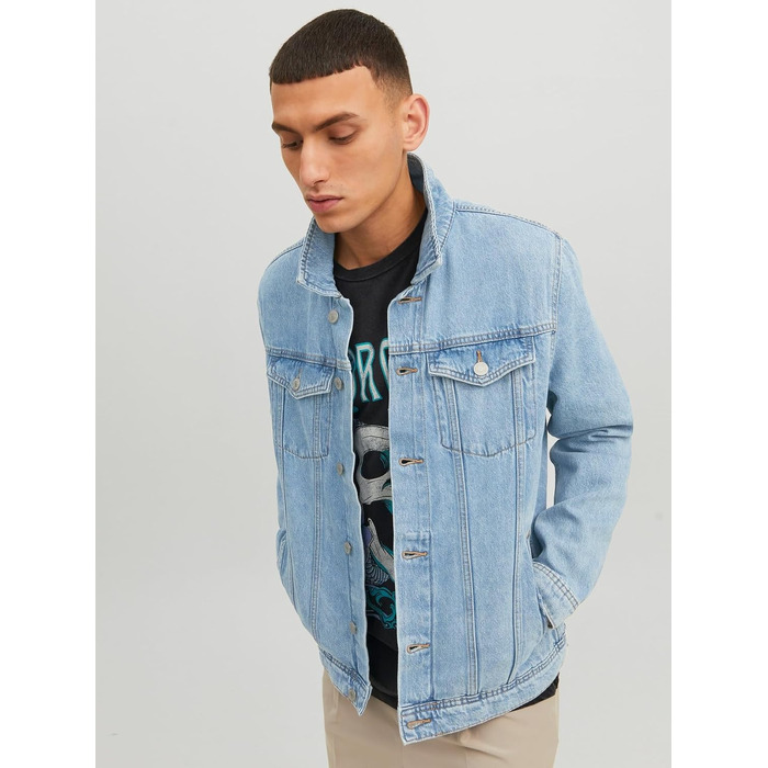 Чоловіча джинсова куртка JACK & JONES, синя (розмір M)
