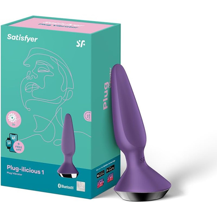 Вібратор Satisfyer Plug-ilicious 1 для анусу з керуванням через додаток | Водостійкий (IPX7) | Силікон, безпечний для шкіри | Іграшка для дорослих для чоловіків та жінок | Колір: бірюзовий, розмір: універсальний