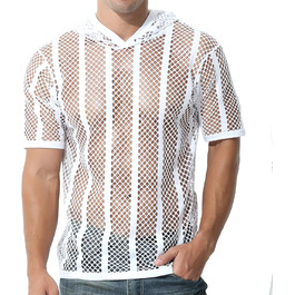 Чоловічий лонгслів Evankin з сіткою, прозорий, з коротким рукавом, футболка з мускульним ефектом, білий