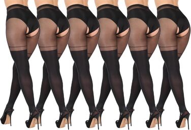 Чулки BANANALU 20 Den Overknee з відкритим промежиною, мереживо, чорні (6 шт.)