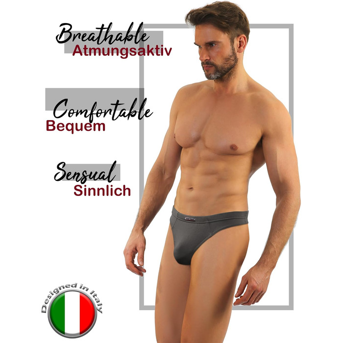 Танга Sesto Senso для чоловіків з мікромодалю, 3 шт. в упаковці (Графіт)