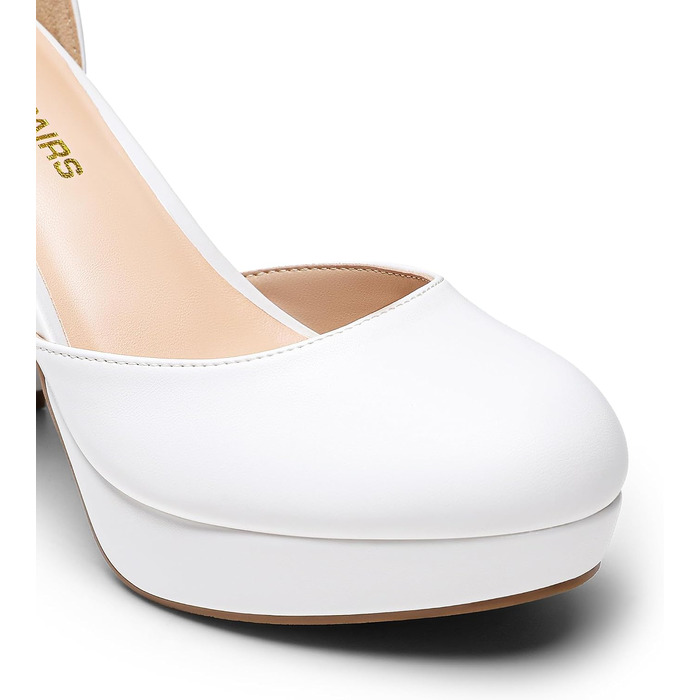 Жіночі туфлі-човники DREAM PAIRS на високих підборах та платформі, білі, розмір 38.5 EU