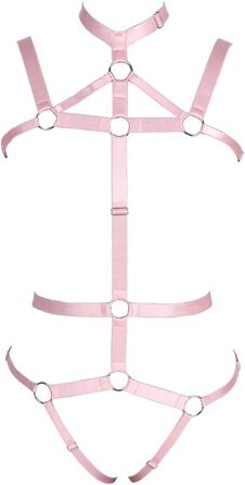 Жіночий комплект корсет, стрінги та ремінь для карнавалу, фотосесій та танців. Стиль: панк, готика, рожевий