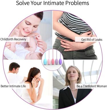 М'ячики для тренування м'язів тазу (5 шт.) для жінок – для контролю сечовипускання та вправ для м'язів тазу – повний набір для початківців та досвідчених