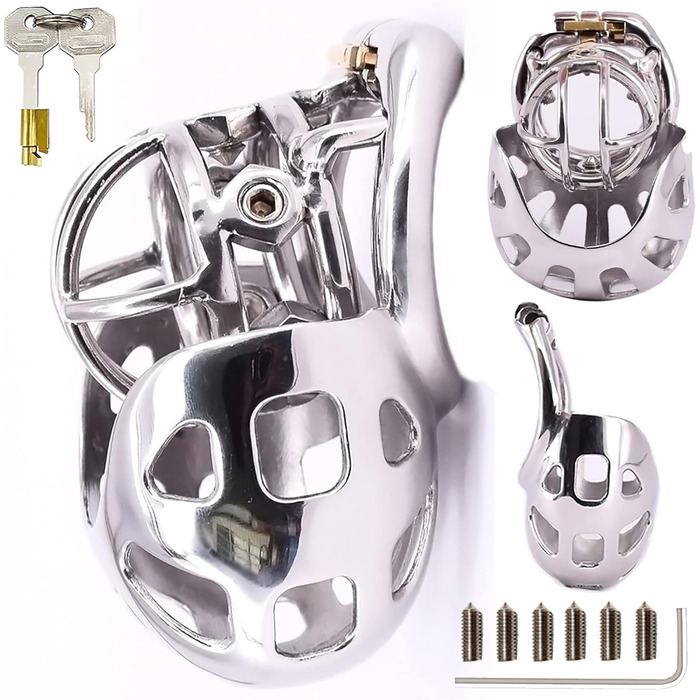 Металевий кайданок для яєчок з кільцем для пеніса, срібний, 40 мм | Кайданок для яєчок, преміум якість