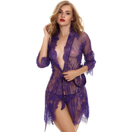 Жіноча спідня білизна: мереживний G-String, прозора нічна сорочка Babydoll, сексуальна білизна Plus Size Violett XL