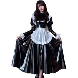 Сукня з латексу для жінок Gaylop, костюм служниці, чорна, на блискавку