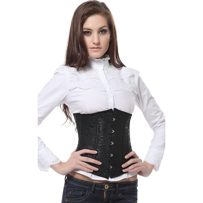 Корсет для жінок SZIVYSHI з мереживом та шнурівкою, чорний жаккард, розмір L