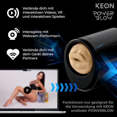 KEON Автоматичний мастурбатор для чоловіків з сумісним Stroker PowerBlow – Інтерактивний контент – Мастурбація для чоловіків – Без рук – Регульована довжина удару KEON