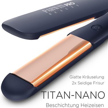 Випрямляч для волосся 2 в 1 PARWIN PRO BEAUTY: стайлер для випрямлення та завивки з нано-титановим покриттям, іонізацією та LCD-дисплеєм (130-230°C)