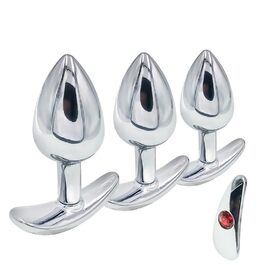 Анальний набір Metall: сталевий анальний плаг з T-подібною основою (S/M/L), кристалічний діамант, стимулятор G-точки та простати для жінок та чоловіків (L)