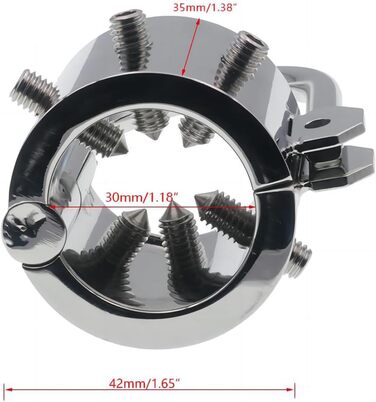 Металевий кільце для пеніса з високою продуктивністю, кавальце для яєчок з нержавіючої сталі з 6 гвинтами та 3 ключами, SM-обмеження, сексуальна іграшка для дорослих, чоловіче тренування на обмеження (кільце + 3 кульки)