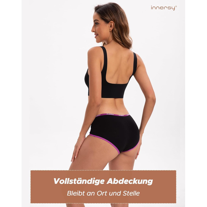 Сліпекс жіночі бавовняні труси INNERSY, комплект 6 шт., гіпсі, комфортні, кольорові, чорні, розмір L