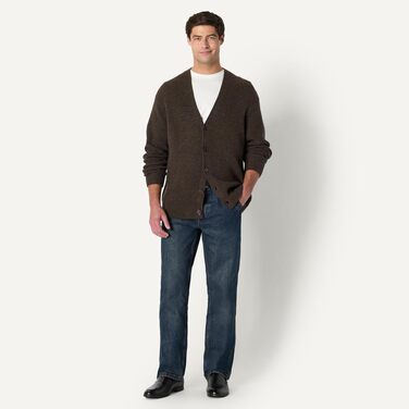 Чоловічий кардиган Amazon Essentials Relaxed Fit з бавовняного сумішевого трикотажу, колір шоколадно-коричневий меланж, розмір M