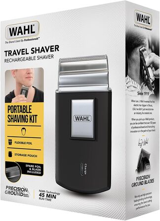 Електробритва Wahl Travel Shaver Gold Edition — бездротовий акумуляторний тример для чоловіків, компактна дорожня бритва для обличчя та бороди, срібляста