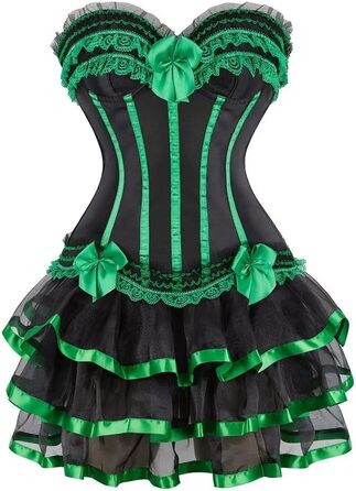 Сукня корсетна з корсетом, бюстєром, сексуальна смугаста мереживна сукня, корсет, готичний рок, жіноча сукня, бурлеск, 6XL, зелена