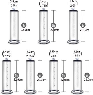 Вакуумний насос для збільшення пеніса з манометром та 7 кільцями. Мануальна помпа для чоловіків, 5.7 см