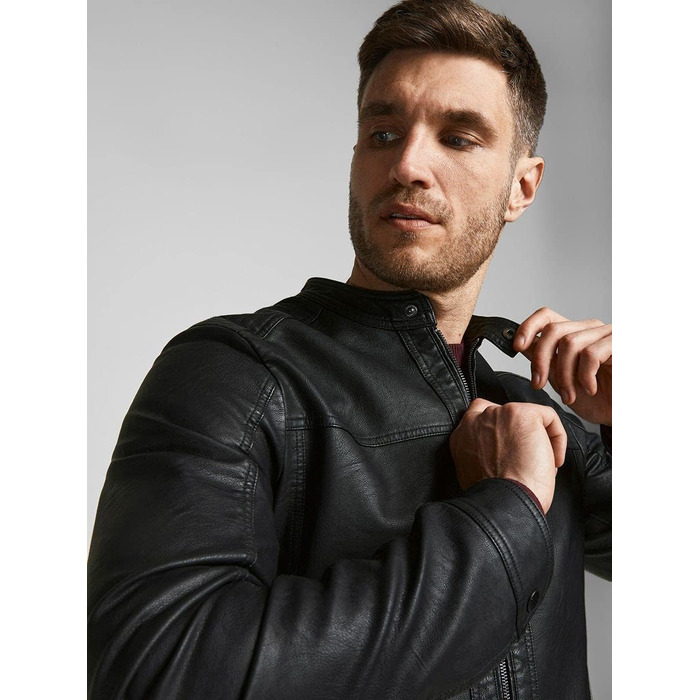 Чоловіча куртка Jack & Jones зі штучної шкіри, чорна, розмір S
