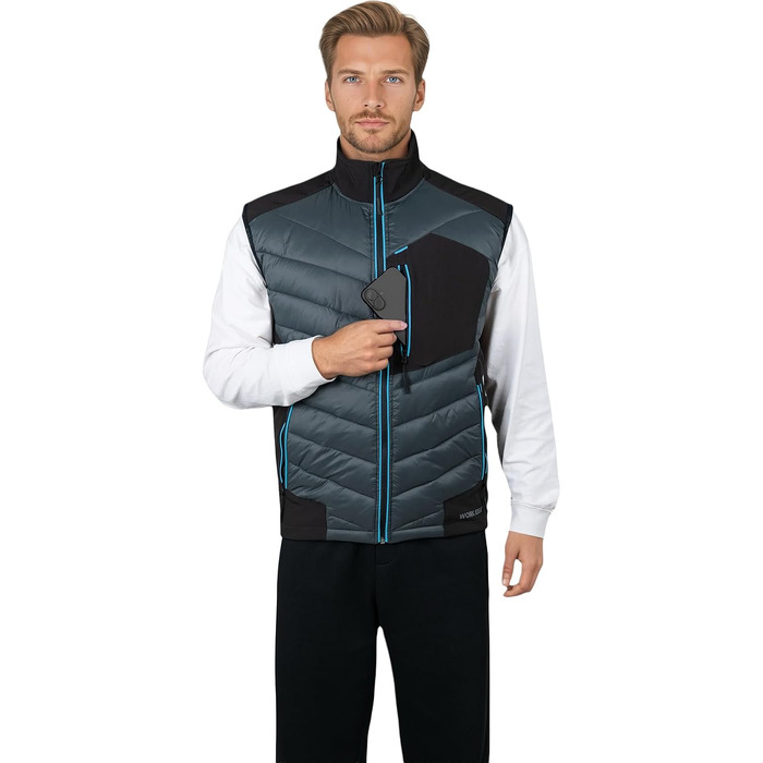 Чоловічий жилет Softshell WORK IDEA: водовідштовхуючий, вітрозахисний, дихаючий спортивний жилет для бігу, їзди на велосипеді, гольфу та роботи (Сірий, XXL)