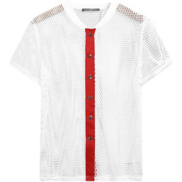 Чоловіча сорочка з мереживом та патчами в стилі American Style, короткий рукав