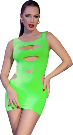 Міні-сукня Chilirose без швів неонове зелене, без рукавів з розрізами, еластична, сукня-комбінезон S/M