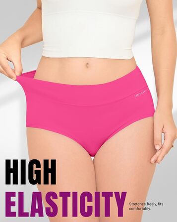 Труси жіночі TANSTC 5 шт. бавовна, висока талія, дихаючі, м'які. Розміри: L, темно-фіолетовий+магента+лимонний+бірюзовий+морський блакитний