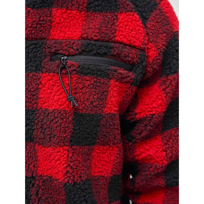 Чоловіча робоча куртка Brandit Teddyfleece Worker Jacket, теплий фліс, червоно-чорна, розмір 3XL