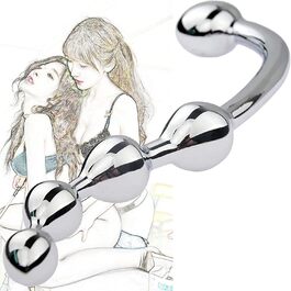 Анальний плаг з подвійним наконечником з нержавіючої сталі для масажу простати та стимуляції G-точки. Підходить для чоловіків та жінок.