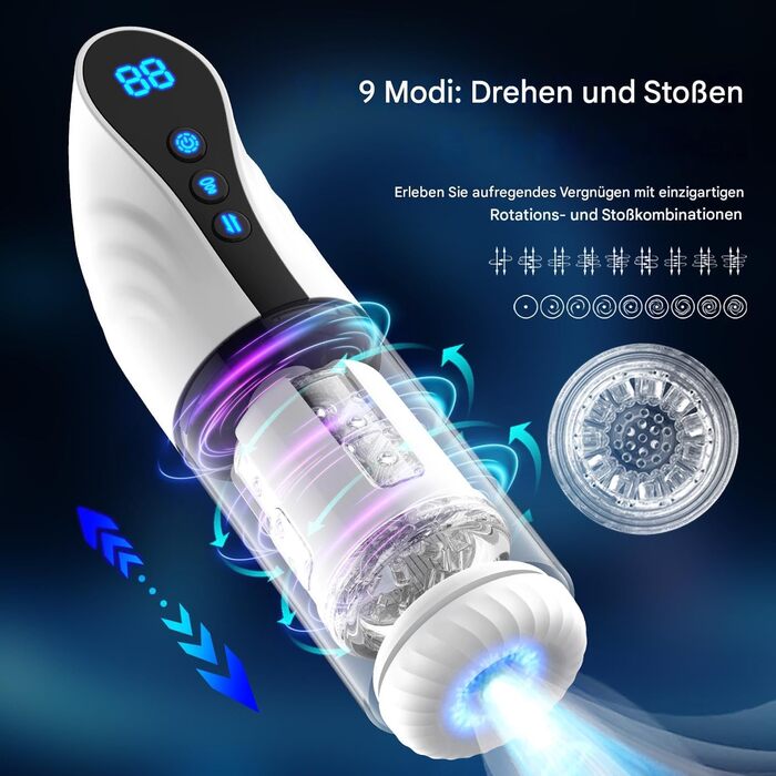 Електричний мастурбатор для чоловіків з функцією вібрації, всмоктування та обертання. Інтимна іграшка для чоловіків, вакуумна помпа, пеніспампер.