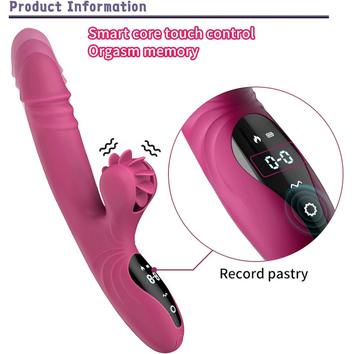 Вібратор для жінок з 9 функціями, нагрівання, силікон, дільдо, масажний стрижень, рожевий