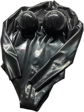 Латексний боді з надувною грудьми VIYOLI, фетиш, прозорий, регульований розмір та колір