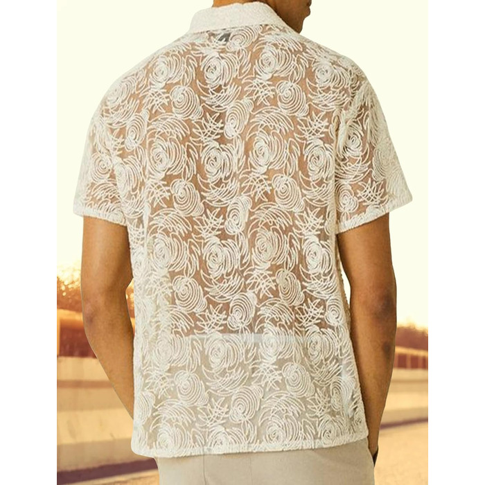 Чоловіча прозора сорочка Panegy з мереживом, сітка, бюстгальтер, мереживна білизна Sim, Cubwear (L, білий)