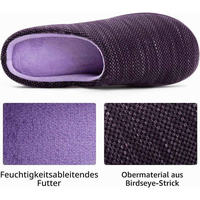 Жіночі домашні капці RockDove з ефектом пам'яті Memory Foam, в'язані (Birdseye Knit), фіолетові, розмір 42/43 EU