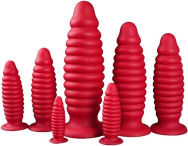 Анальний плагін Hrekssi з спіраллю, 7 розмірів, з силікону, для чоловіків та жінок, червоний