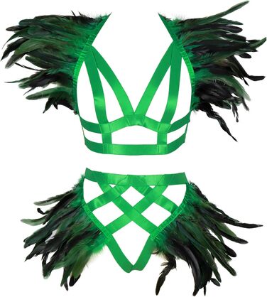 Жіночий корсет з пір'ям BBOHSS, набір аксесуарів у стилі готичний панк, для Burning Man, білий