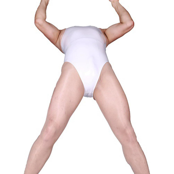 Сексуальний латексний комбінезон з шортами та стрінгами для сцени та вечірок (XXL, Білий)