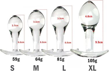 Набір анальних кульок зі скла ScreaAss (S/M/L/XL) з T-подібною основою - набір 4 шт.