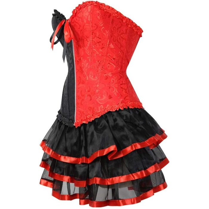 Корсетне плаття KUOSE Moulin Rouge в готичному стилі з шнуруванням, спліт-спідниця, великі розміри S-6XL, чорний/червоний