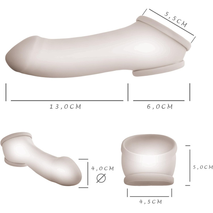 TOYLIE Latex Penis Sleeve (13 см) - Прозорий презерватив для пеніса з кільцем та виразною головкою - Зроблено в Німеччині